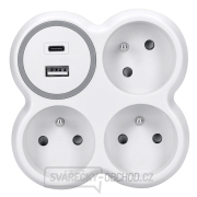 Solight rozbočka, 3x 16A, USB nabíječka A+C, bílá-šedá Solight rozbočka, 3x 16A, USB nabíječka A+C, bílá-šedá gallery main image