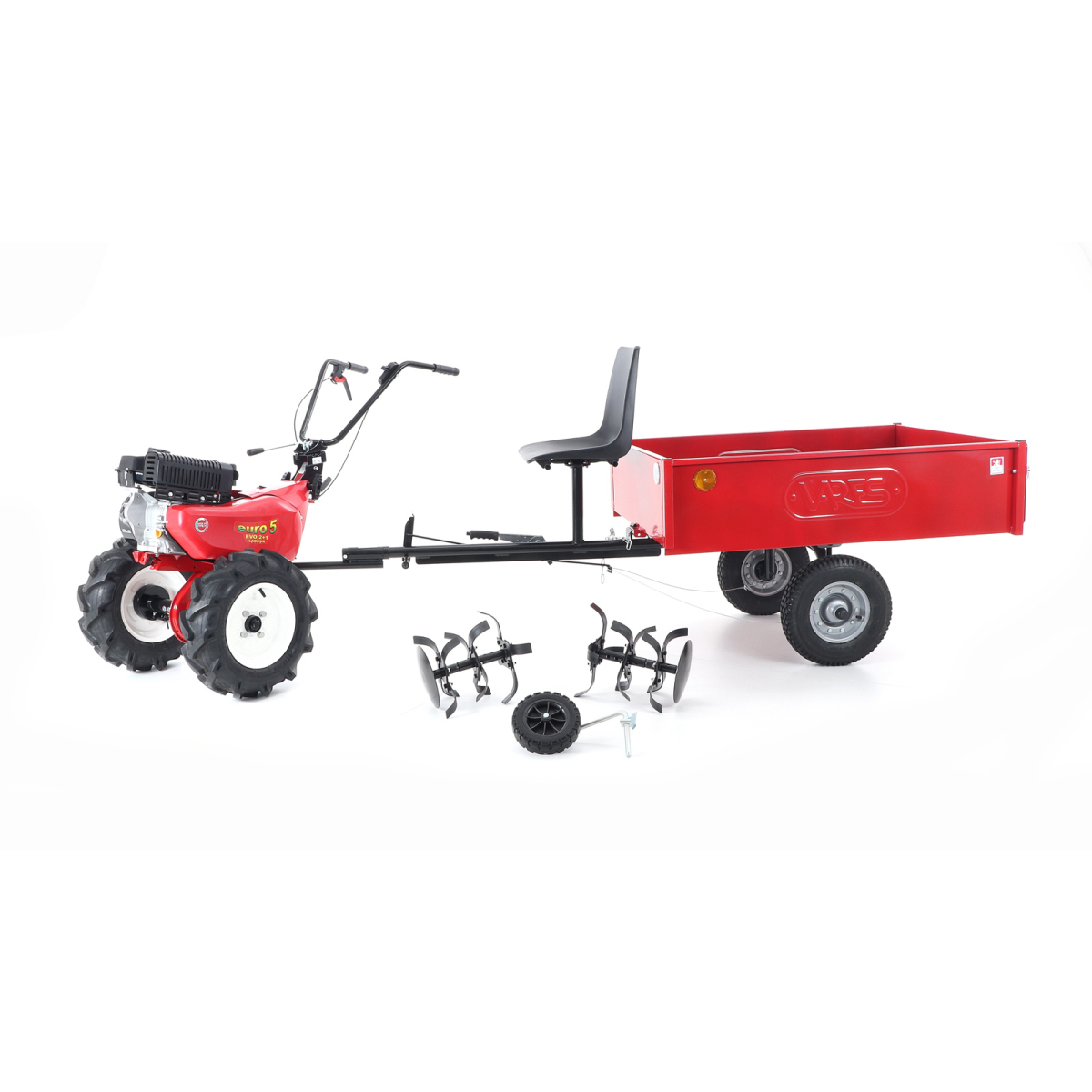 Kultivátor EUROSYSTEMS EVO 2+1 2 B&S CR 950 2x šípová kola 5x10 s vozíkem EURO5 B - SET2 Náhled
