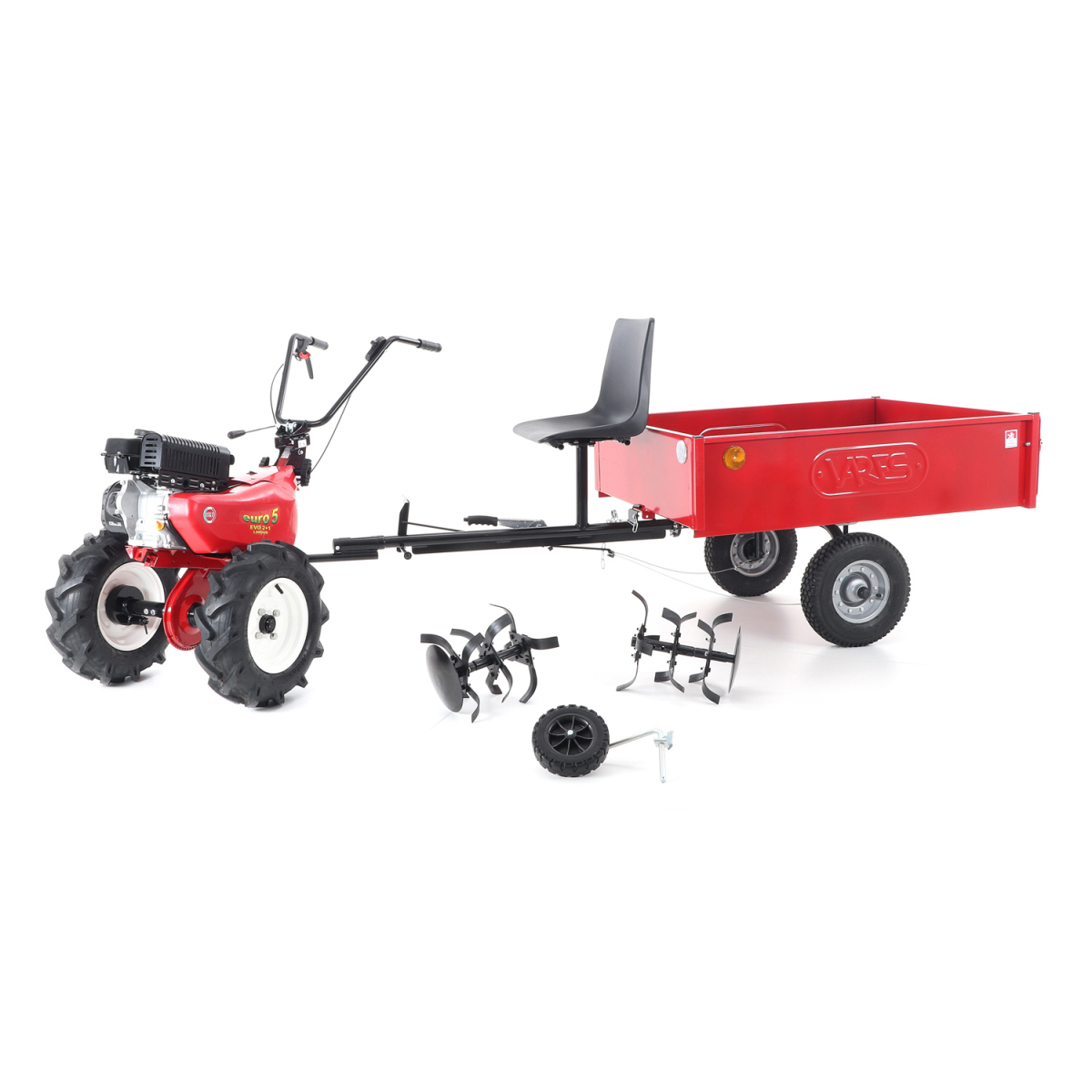 Kultivátor EUROSYSTEMS EVO 2+1 2 B&S CR 950 2x šípová kola 5x10 s vozíkem EURO5 B - SET2 Náhled