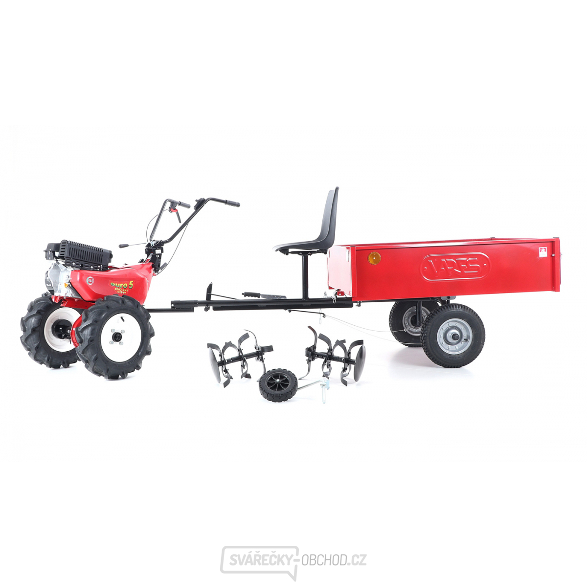 Kultivátor EUROSYSTEMS EVO 2+1 2 B&S CR 950 2x šípová kola 5x10 s vozíkem EURO5 B - SET2