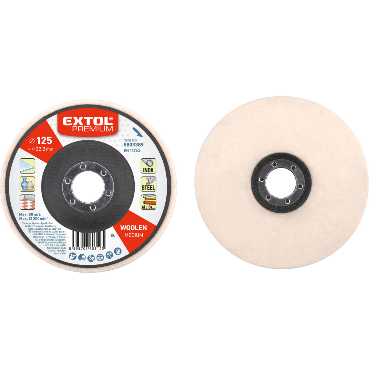 Levně kotouč leštící filcový/plstěný, celoobvodový rovný, O 125x15mm 8803389