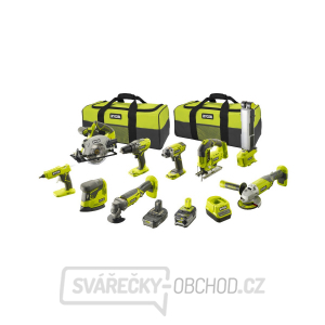 Ryobi R18CK9-252S 9-ti dílný 18 V set (R18DD3, RWSL1801, R18JS, R18ALF, R18GLU, R18PS, RID1801, R18MT a R18AG + 1 x 5,0 