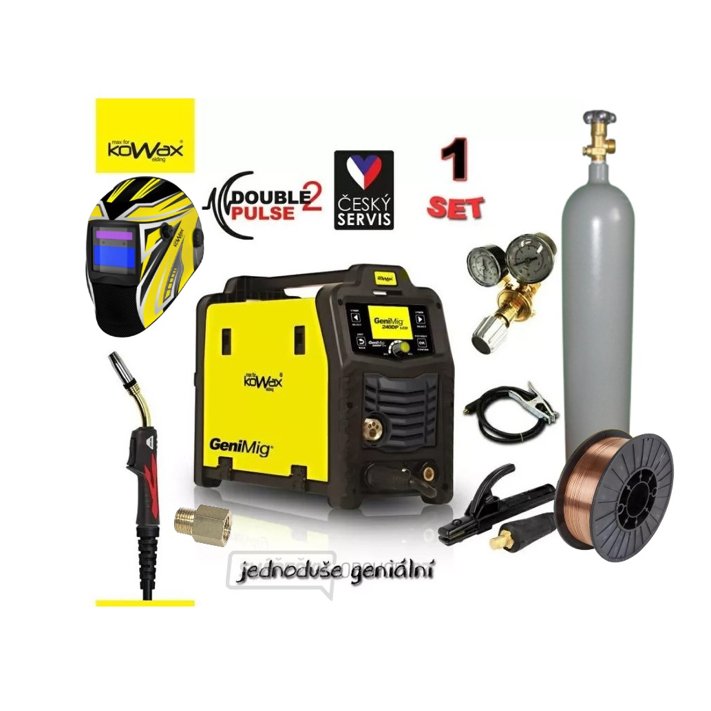 Kowax Genimig 240DP + Hořák 4M + Kabely 3M + Ventil + Kukla + Drát + plná Láhev Co2 KWXSTGM240DP_S01aSVAset2