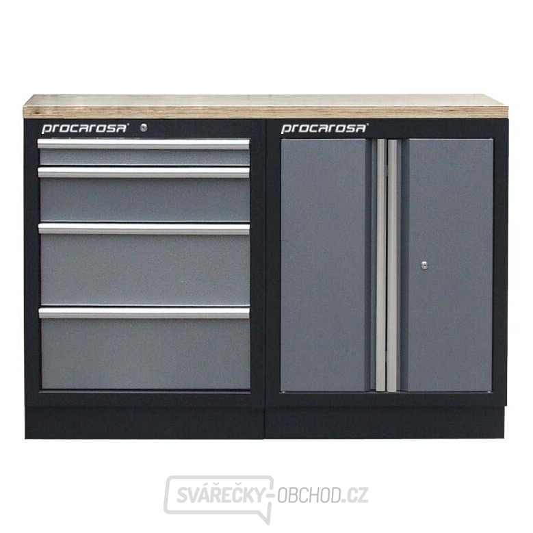 Sestava dílenských skříněk Procarosa PROFI TGC-130400 Pracovní deska:: dřevěná