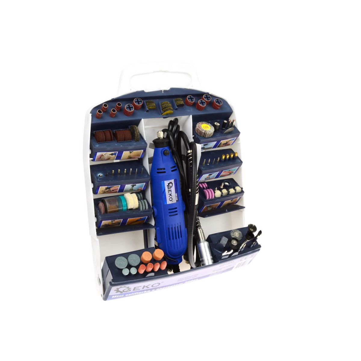 Mini přímá bruska s ohebnou hřídelí a příslušenstvím, 300 ks - GEKO G81220 G81220