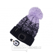 Čepice s čelovkou 4x45lm, USB nabíjení, tmavě modrá/fialová s bambulí, univerzální velikost Náhled