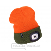 Čepice s čelovkou 4x45lm, USB nabíjení, fluorescentní oranžová/khaki zelená, oboustranná, univerzální velikost gallery main image