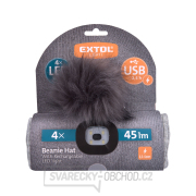 Čepice s čelovkou 4x45lm, USB nabíjení, světle šedá s bambulí, univerzální velikost náhled