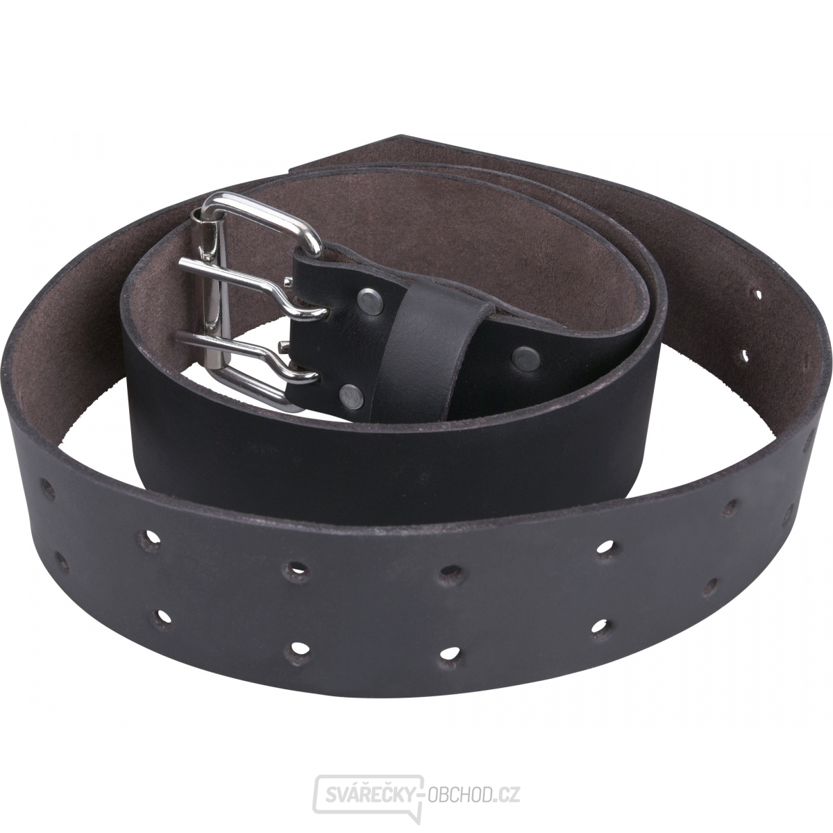 Opasek kožený černý, š.4,5cm x d.122cm, kovová přezka