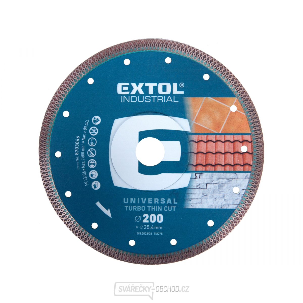 Kotouč diamantový řezný, turbo Thin Cut, suché i mokré řezání, O 200x25,4x2mm