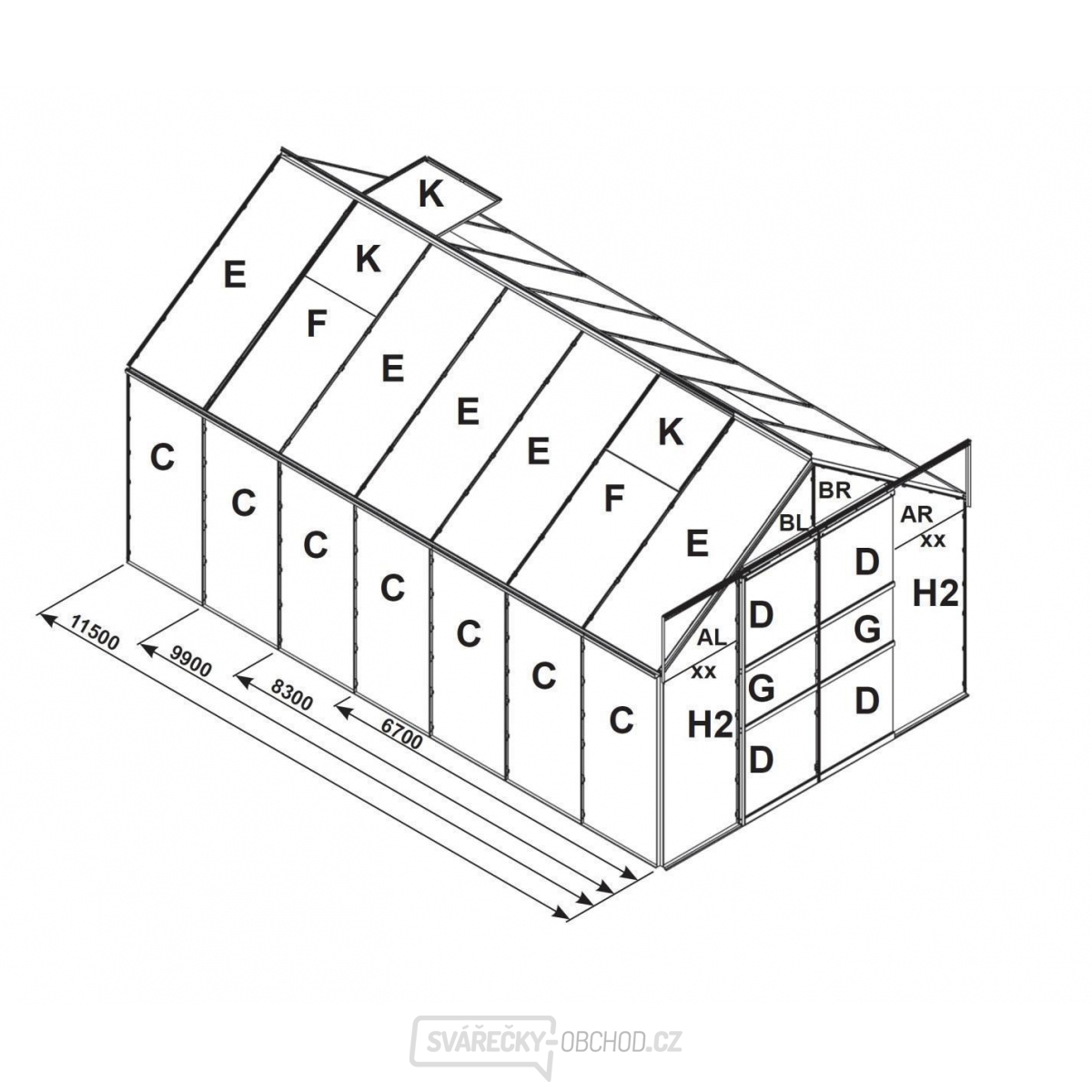 Náhradní prosklení pro skleník VITAVIA URANUS 11500 PC 6 mm LG2544