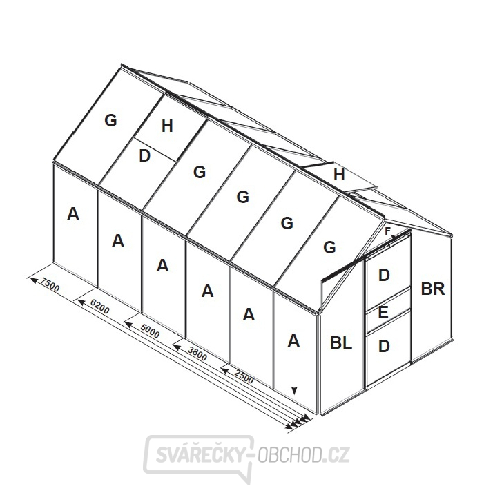 Náhradní prosklení pro skleník VITAVIA VENUS 2500 PC 4 mm LG3058