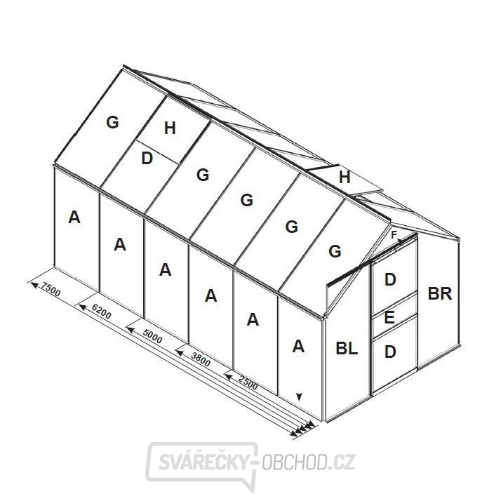 Náhradní prosklení pro skleník VITAVIA VENUS 3800 PC 6 mm LG3061