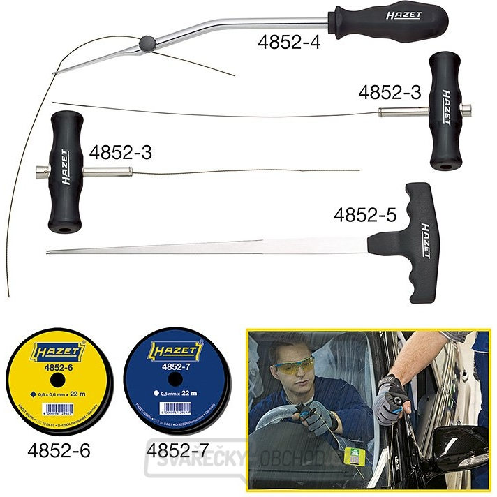 Sada pro vyřezávání autoskel drátem HAZET 4852/6 Sada pro vyřezávání autoskel drátem HAZET 4852/6 gallery main image