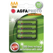 AgfaPhoto nabíjecí NiMH baterie AAA, 900mAh, blistr 4ks gallery main image