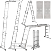 Víceúčelový kloubový žebřík 4,7m + 2 ks železné plošiny GEKO náhled