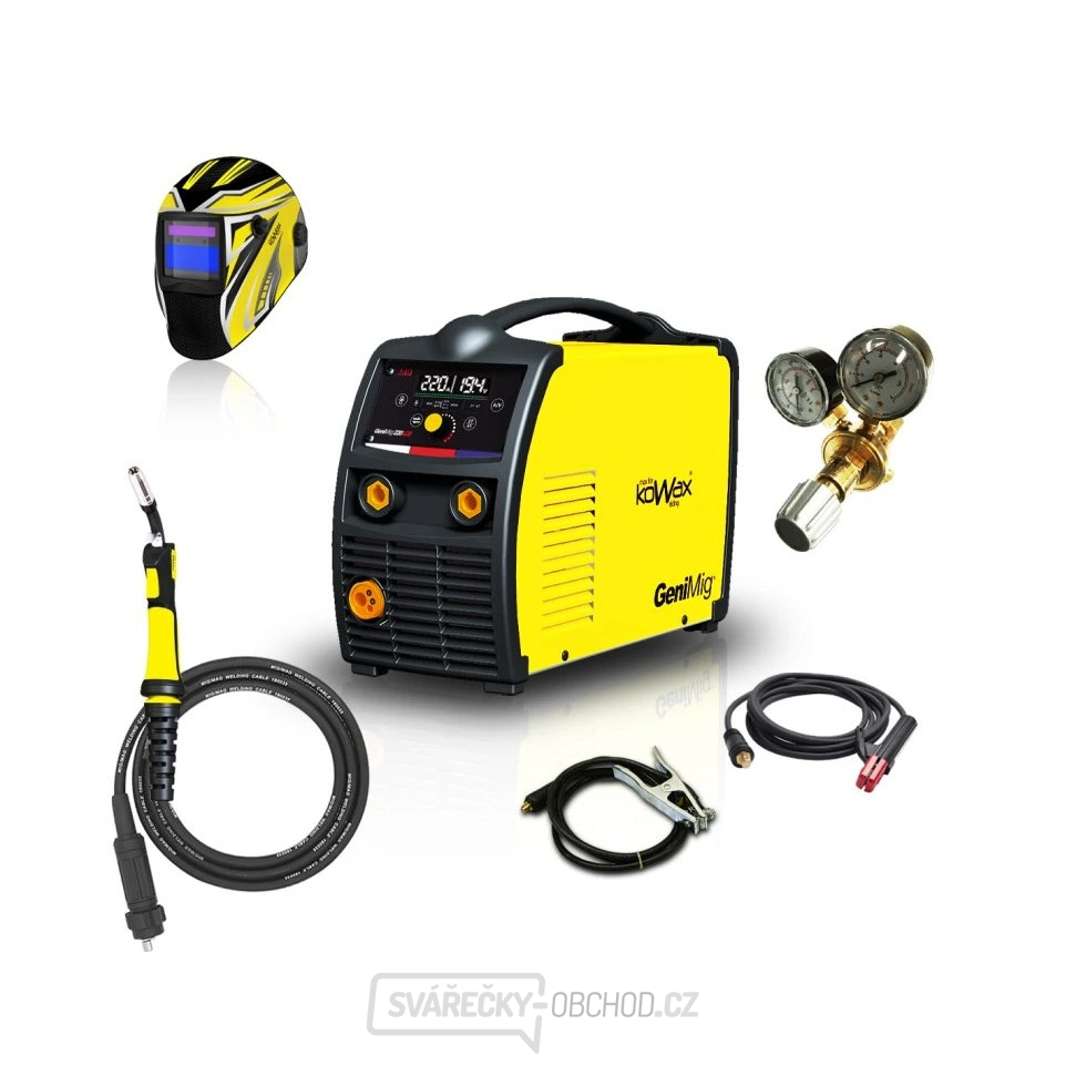 KOWAX GeniMig®220LCD + Hořák + Kabely + Red. Ventil + Kukla