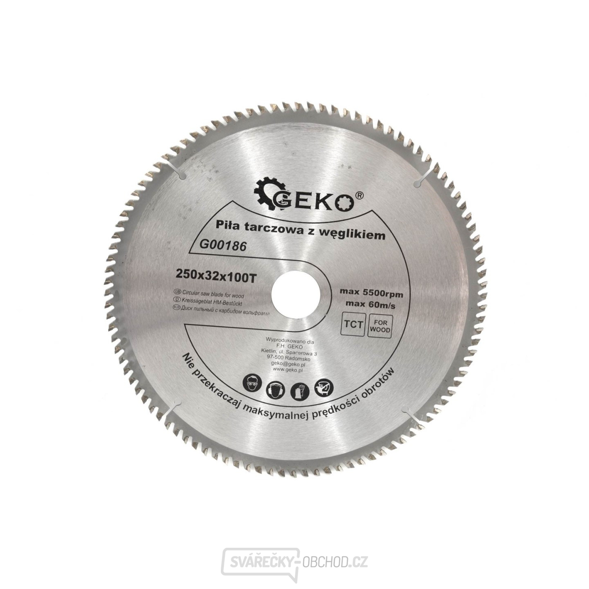 Pilový kotouč TCT GEKO 250x32x80T + kroužek 25,4mm 