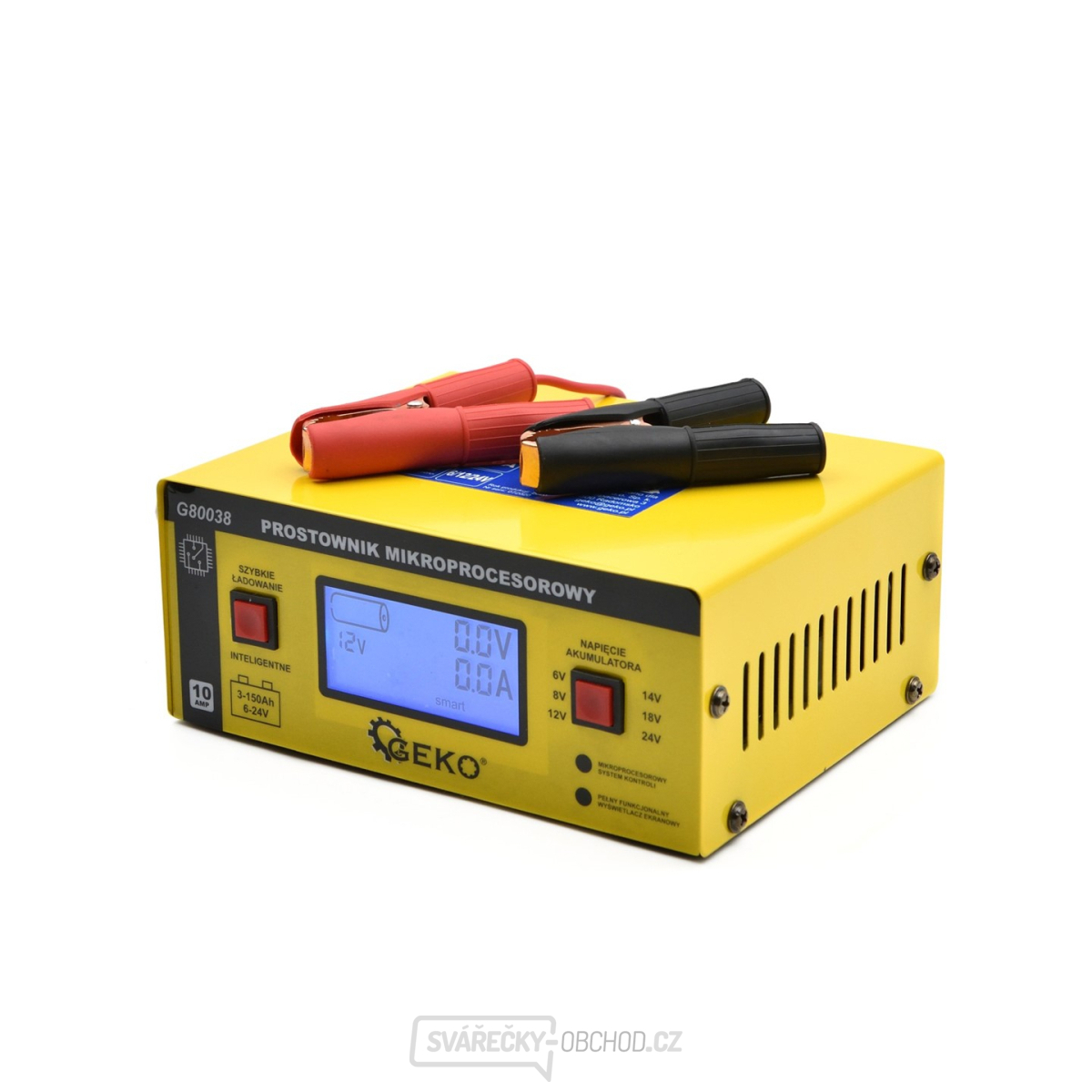 Mikroprocesorová nabíječka autobaterií LCD 6/12/24V GEKO Mikroprocesorová nabíječka autobaterií LCD 6/12/24V GEKO gallery main image
