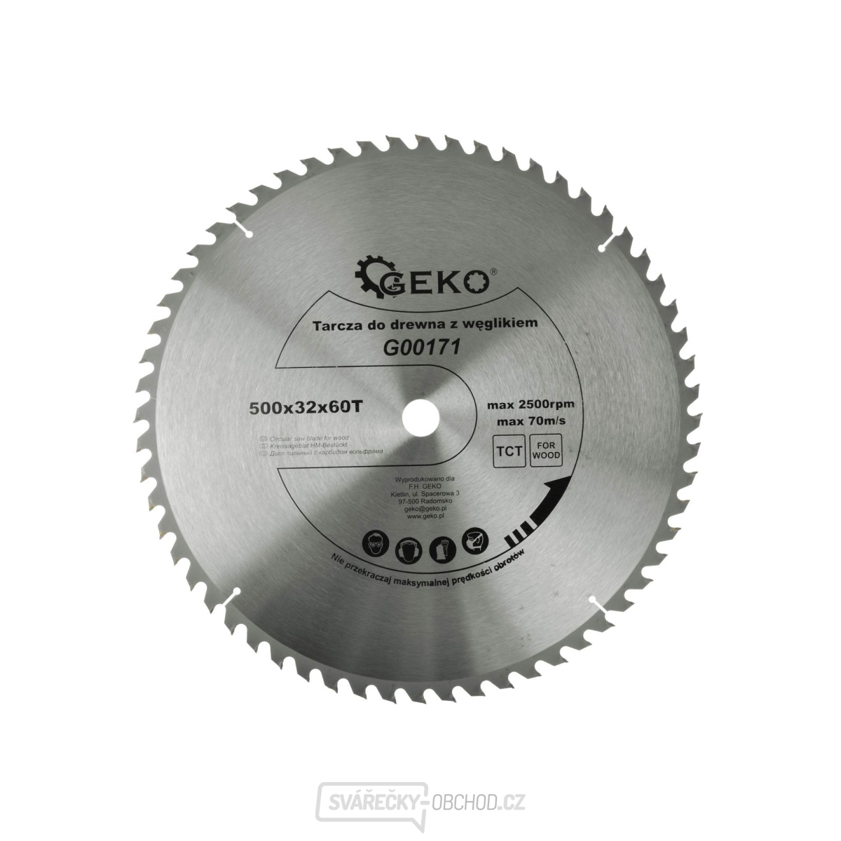 Pilový kotouč do dřeva GEKO, 500x32x60T  Pilový kotouč do dřeva GEKO, 500x32x60T  gallery main image