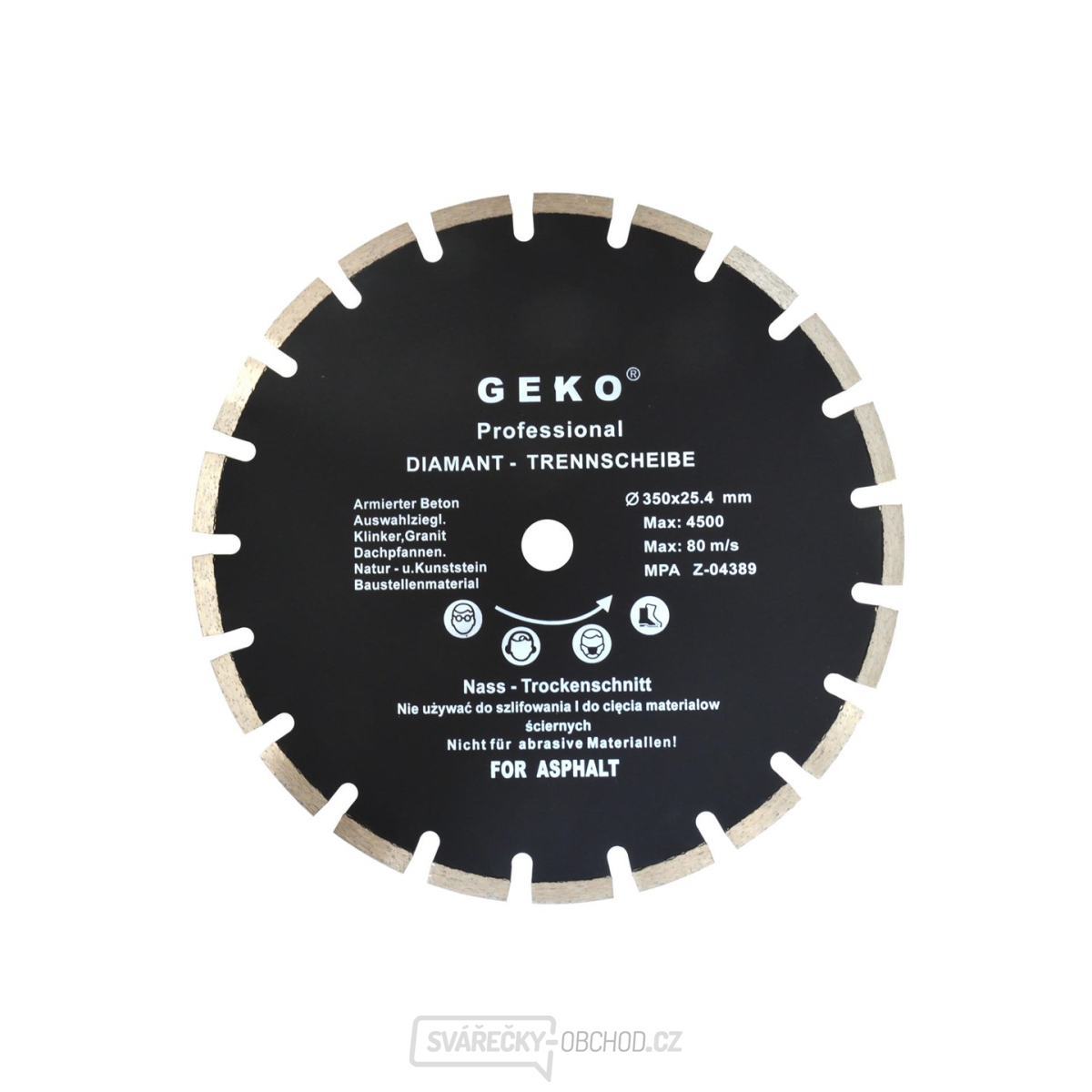 Kotouč diamantový řezný segmentový GEKO, 350x10x25,4mm