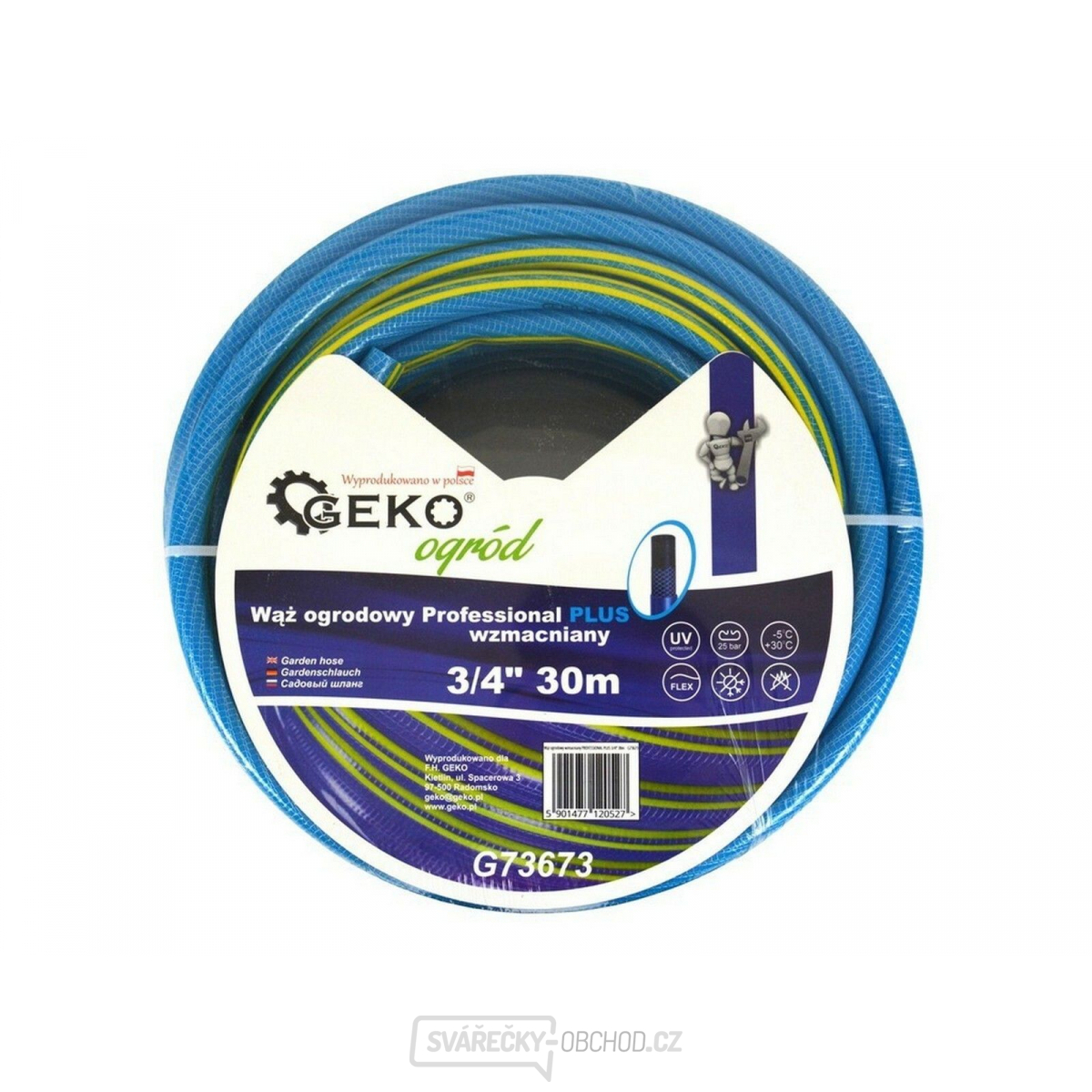 Hadice zahradní PROFESSIONAL PLUS GEKO modrá 3/4", 30 m 