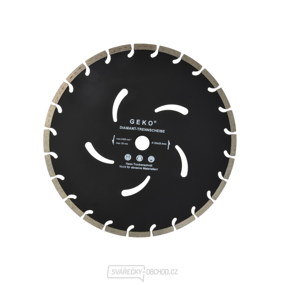 Kotouč diamantový řezný segmentový GEKO, 350x10x25,4mm 
