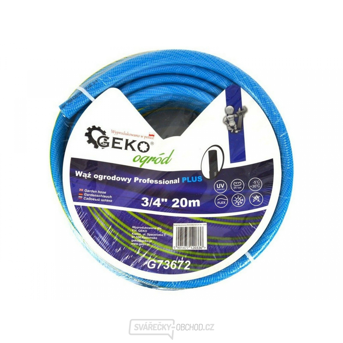 Hadice zahradní PROFESSIONAL PLUS modrá 3/4", 20 m GEKO