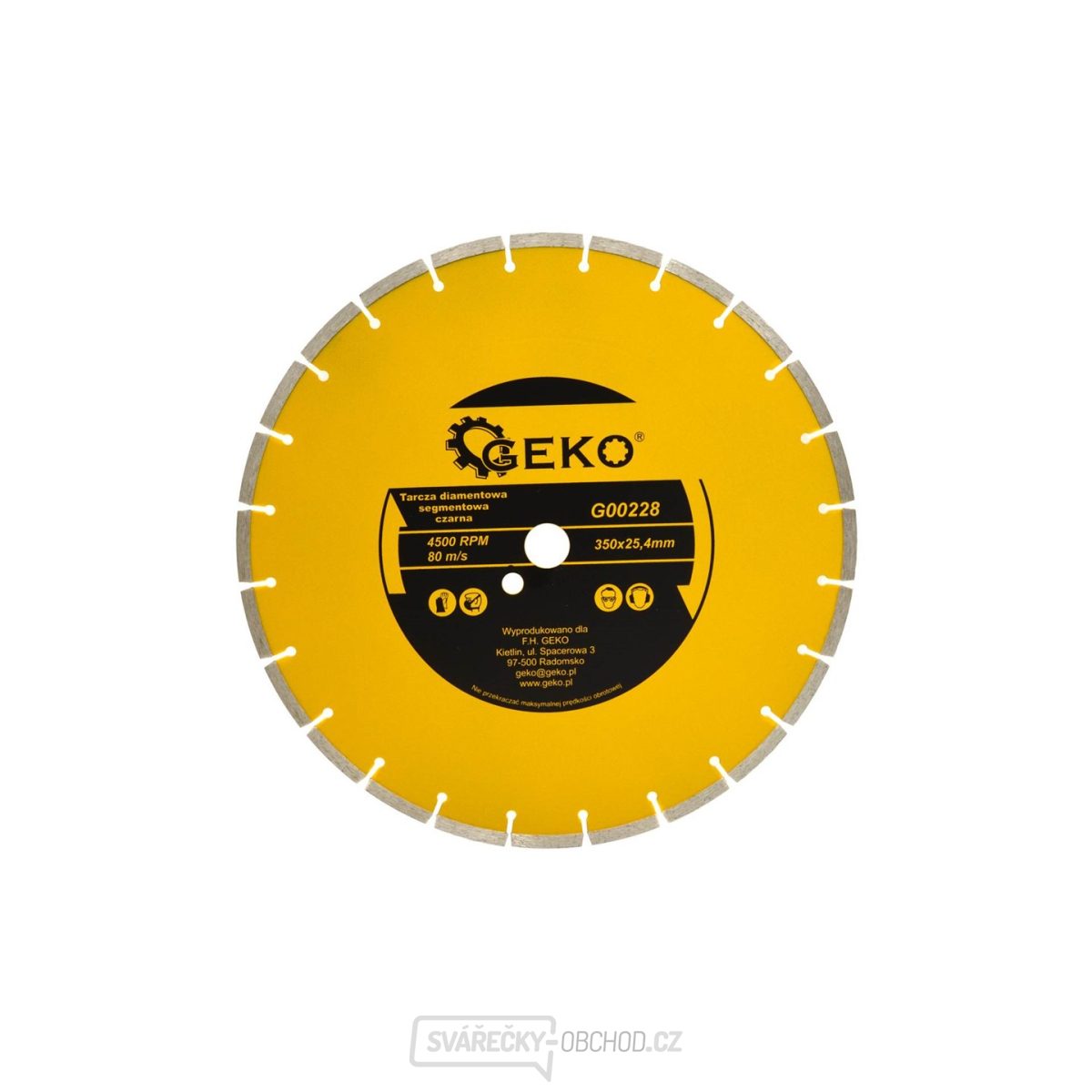 Kotouč diamantový řezný segmentový GEKO, 350x8x25,4mm