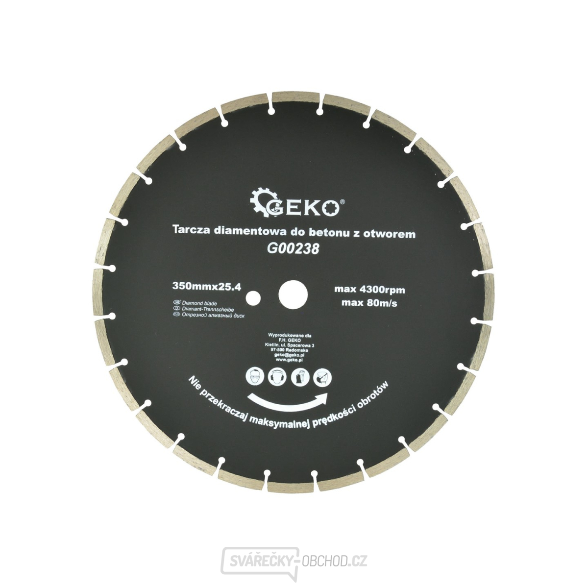 Kotouč diamantový řezný segmentový GEKO, 350x8x25,4mm