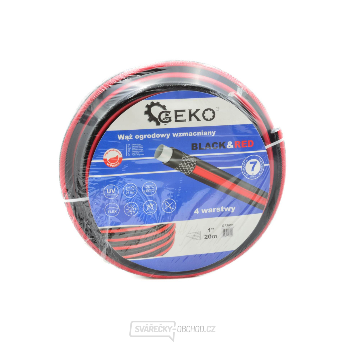 Zahradní hadice vyztužená BLACK&RED GEKO 1" 20m na vodu 4-vrstvá