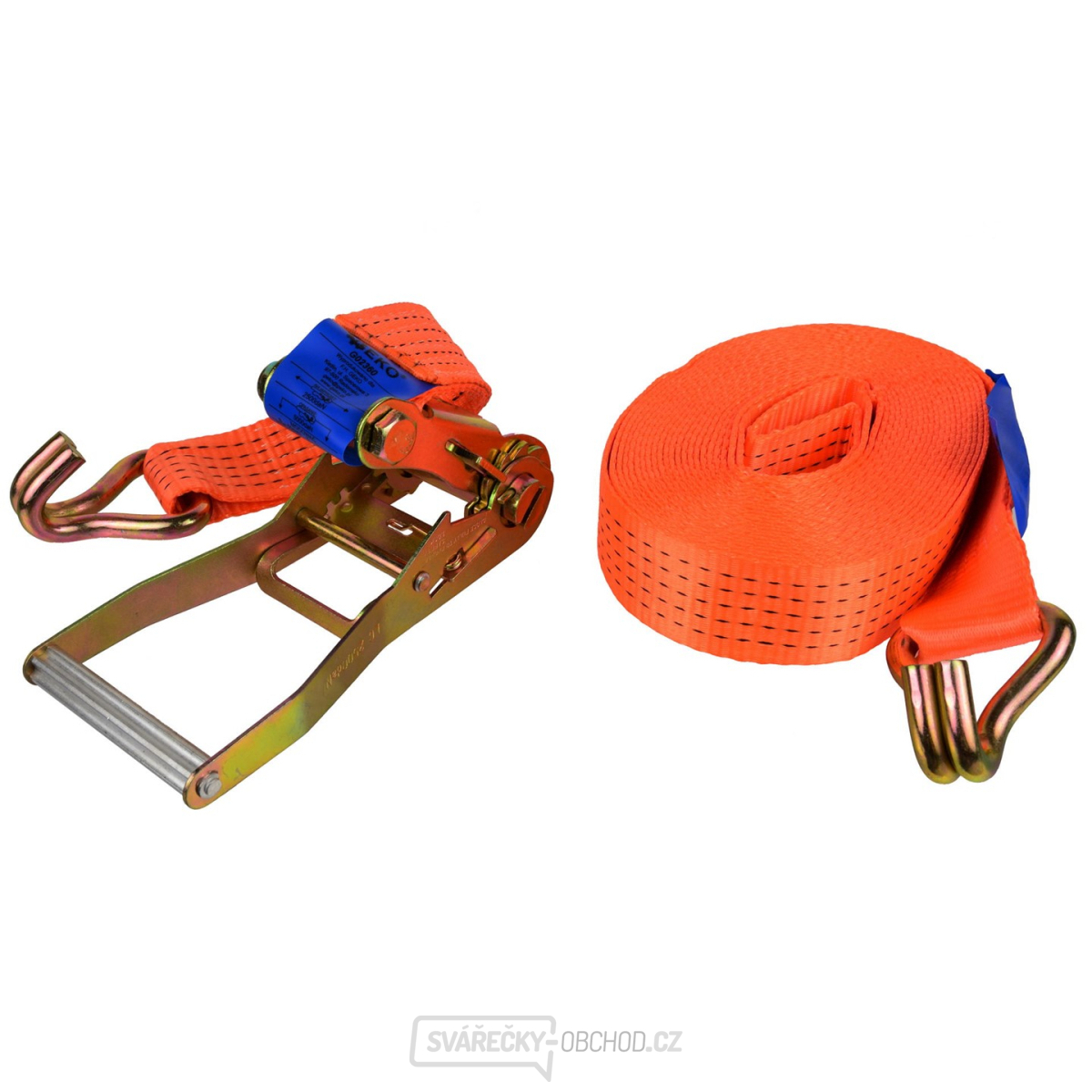 Popruh upínací s ERGO ráčnou a hákem GEKO, 10m/5T/50mm 