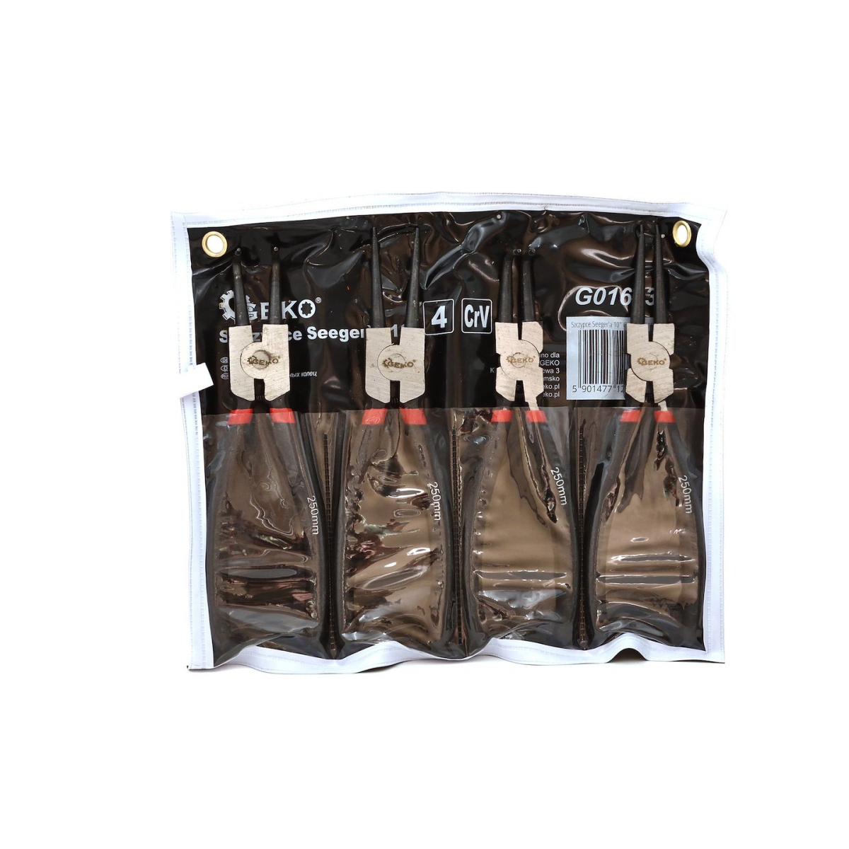 Kleště seeger sada 4ks GEKO, přímé a zahnuté, 250 mm G01663