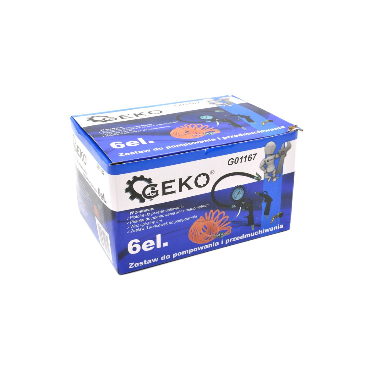 Levně Pistole foukací s manometrem GEKO, sada 6ks G01167