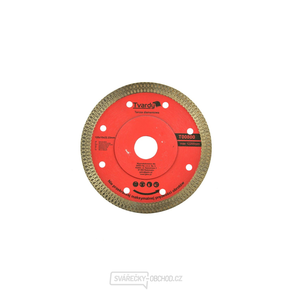 Kotouč diamantový řezný  GEKO 125x10x22.23mm na dlaždice a kámen 