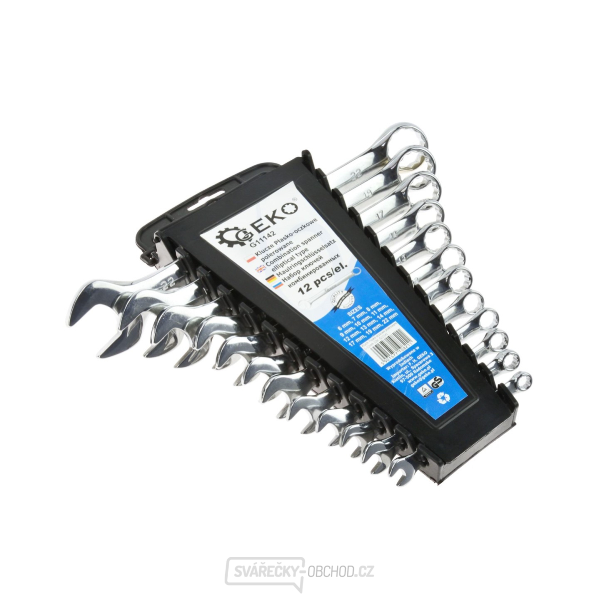 Sada klíčů očkoplochých GEKO, 12ks, 6-22mm, plast. držák 