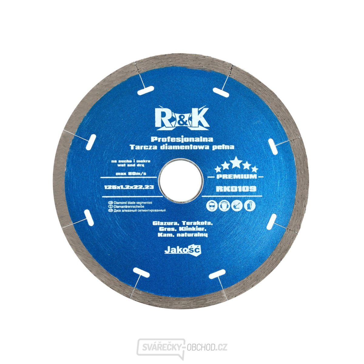Diamantový lisovaný kotouč GEKO 125 x 5 x 1,4 x 22,2mm, kontinuální lem 