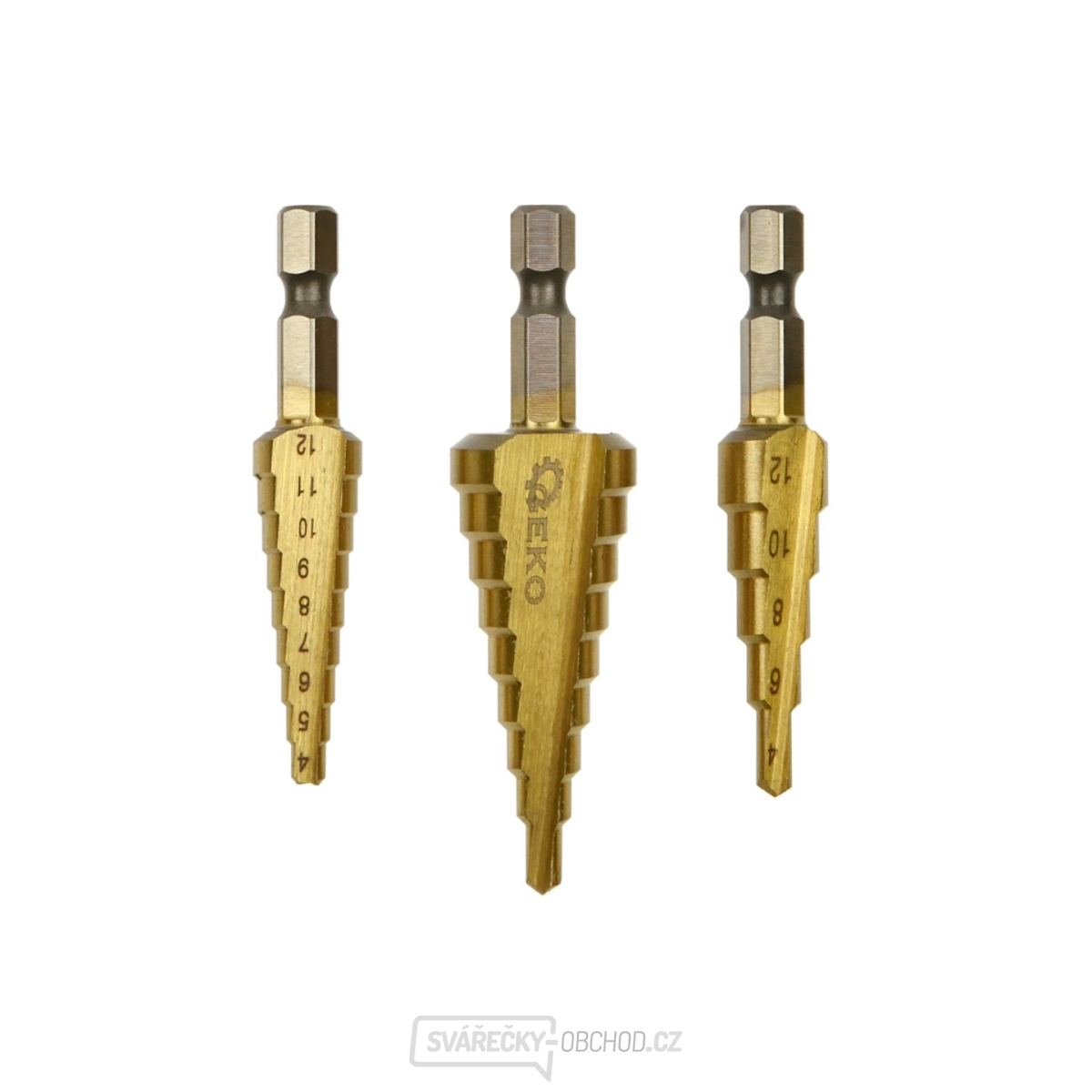 Stupňovité kuželové vrtáky GEKO 1/4", 3ks