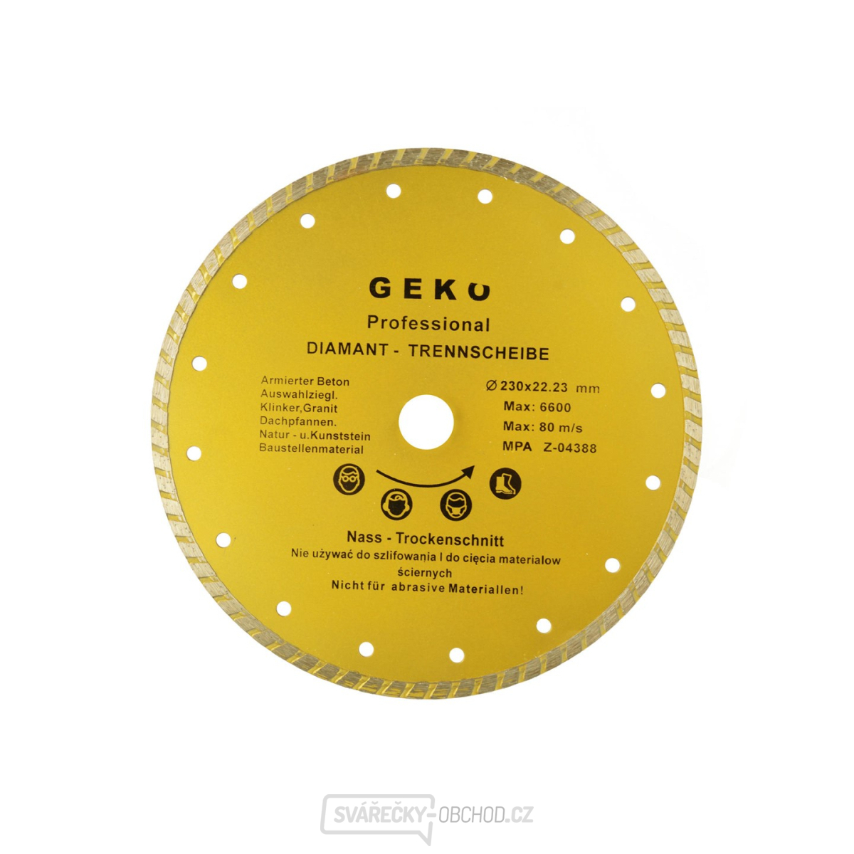 Kotouč diamantový řezný GEKO, TURBO, 230x8x22mm