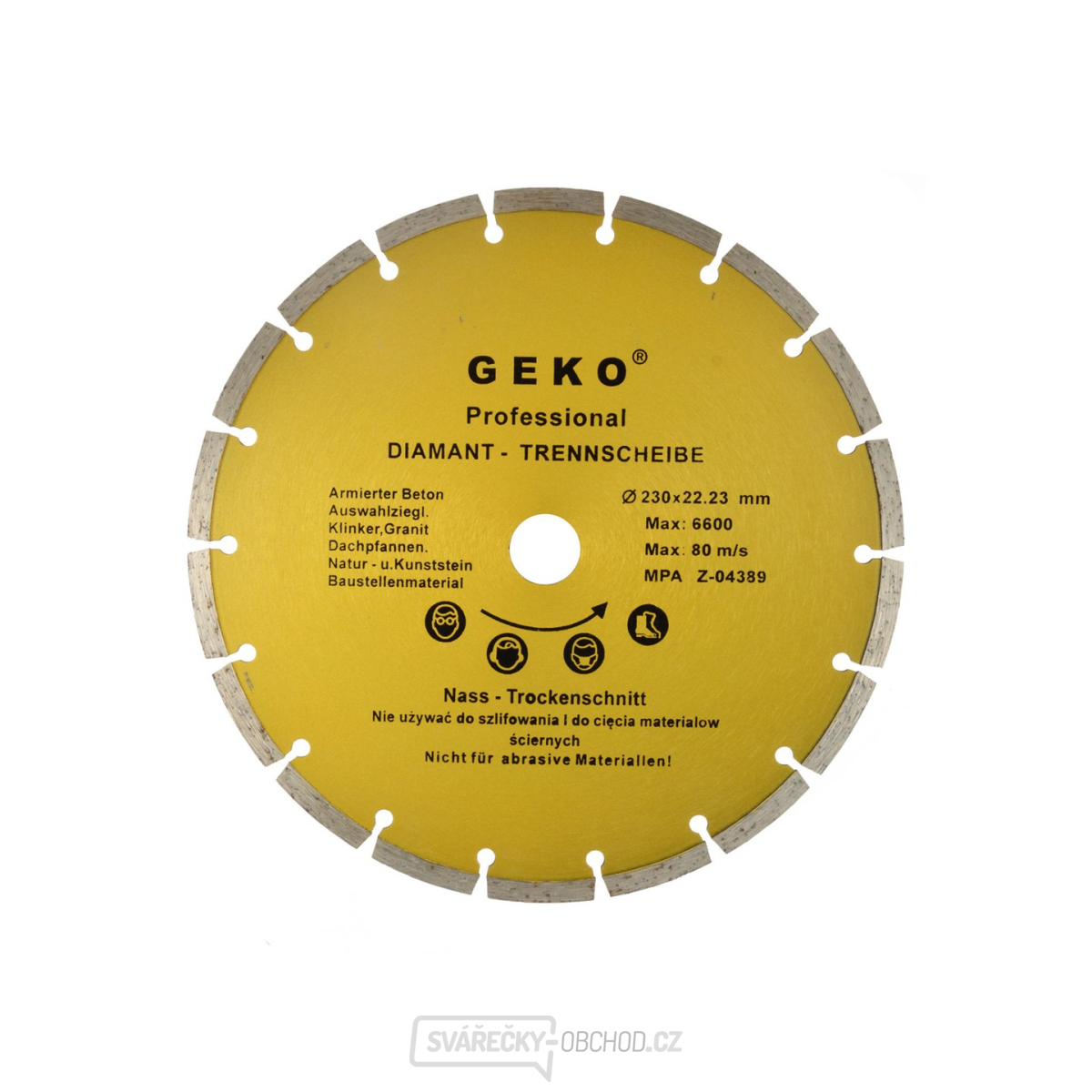 Kotouč diamantový řezný segmentový GEKO, 230x8x22mm 