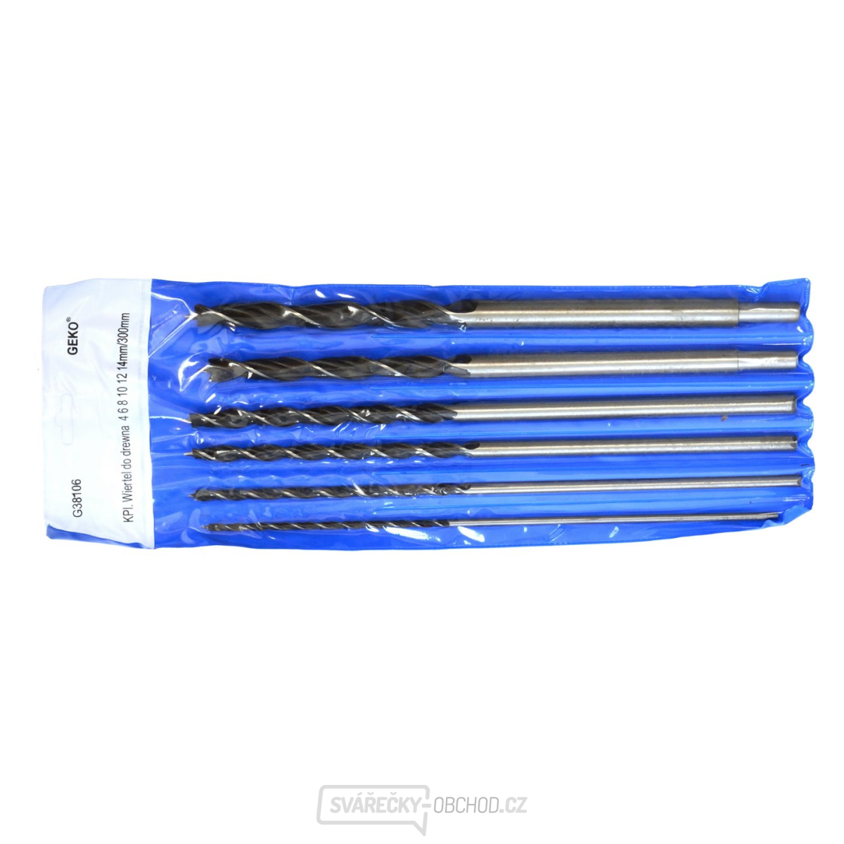 Vrtáky do dřeva GEKO, sada 6ks, 4-14mm, délka 300mm