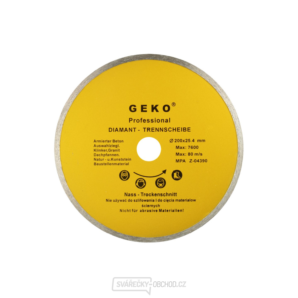 Kotouč diamantový řezný celoobvodový GEKO, 200x8x25,4mm