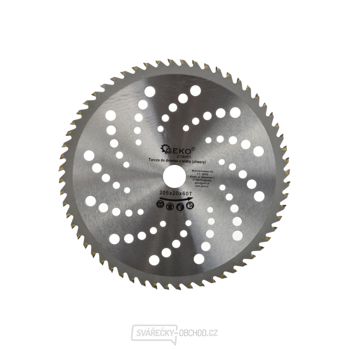 Kotouč pilový vidiový s otvory GEKO, 205x20x60T  Kotouč pilový vidiový s otvory GEKO, 205x20x60T  gallery main image