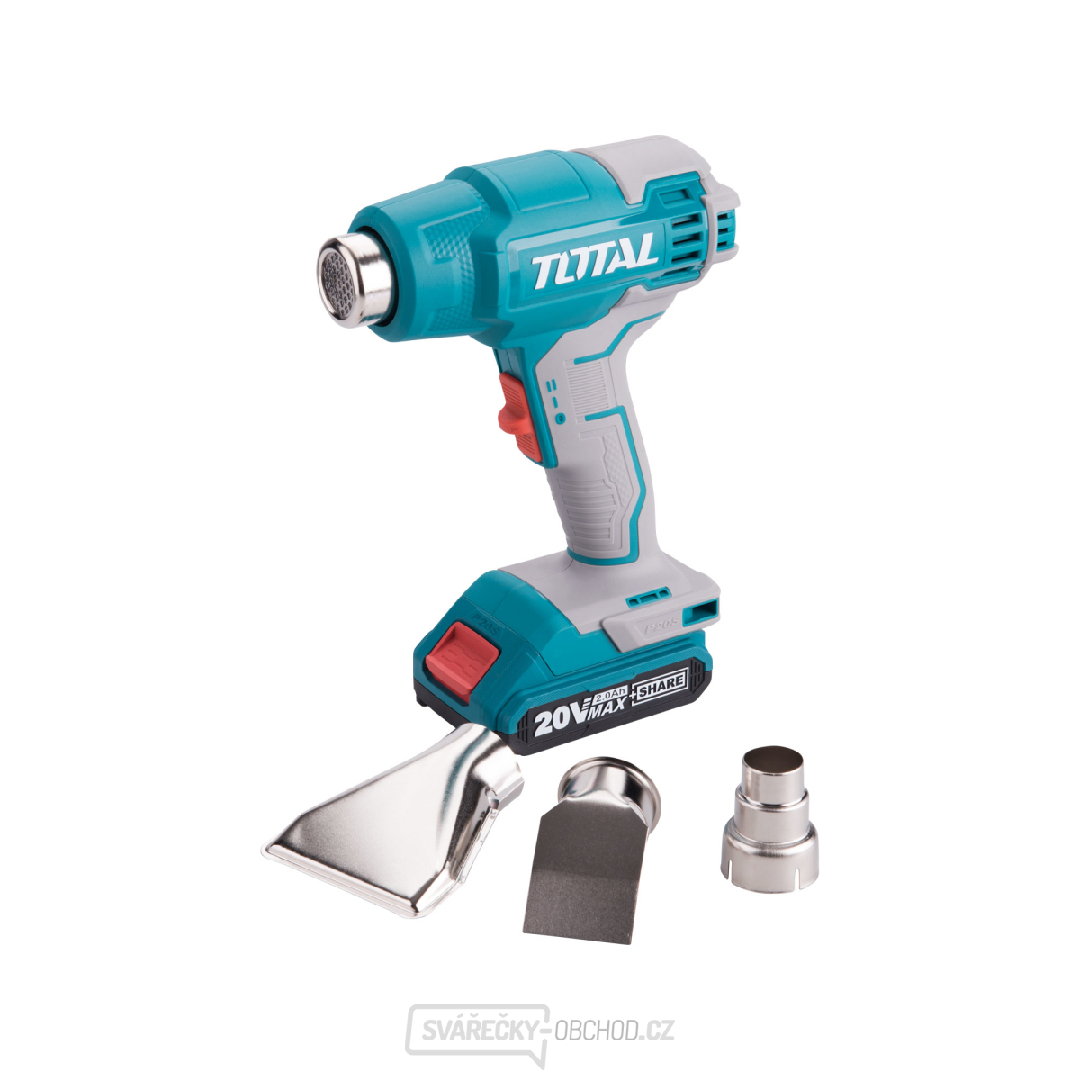 Pistole horkovzdušná AKU TOTAL, 20V Li-ion, 2000mAh, industrial, bez baterie a nabíječky