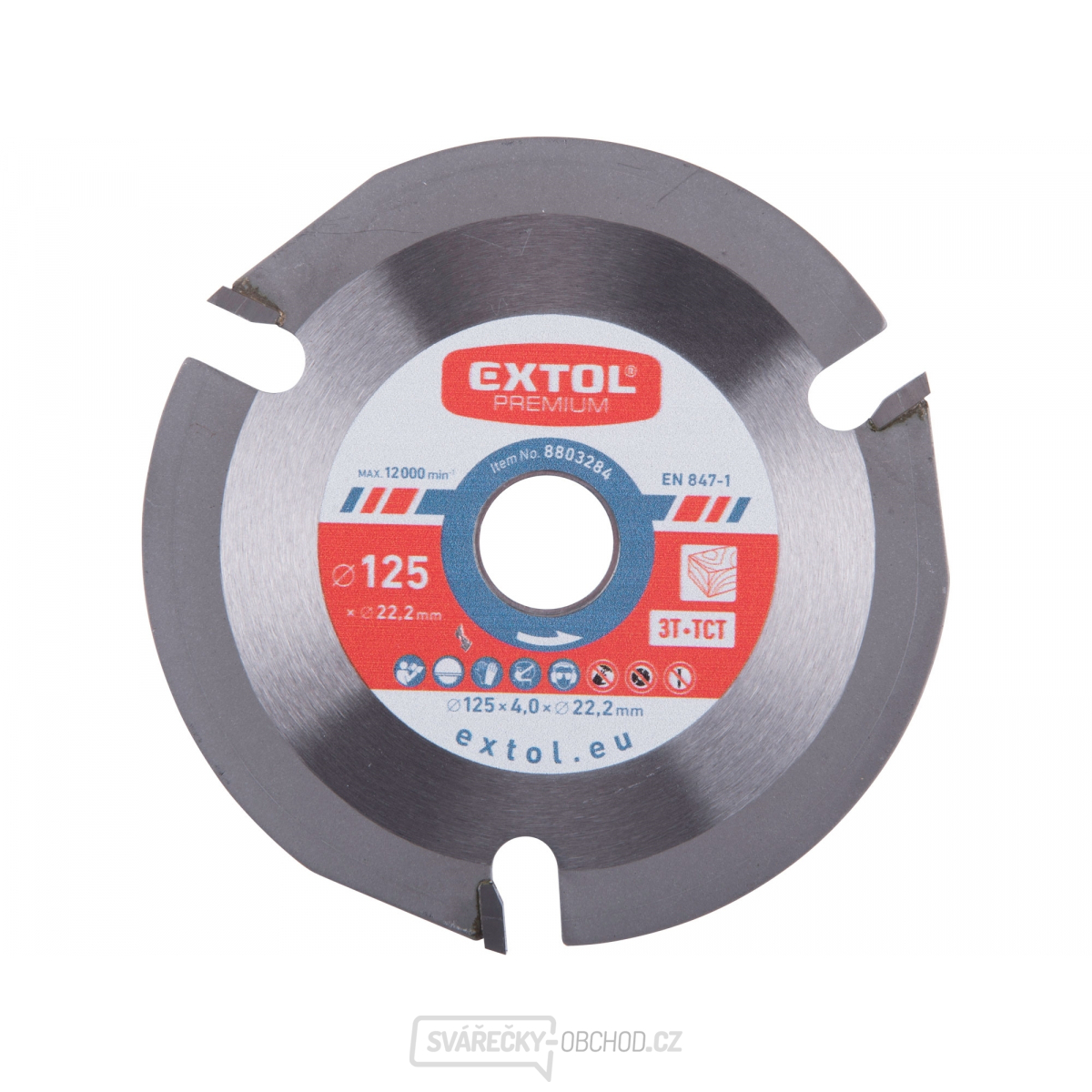 Kotouč řezný/frézovací s SK plátky EXTOL PREMIUM, O125x4,0x22,2mm, 3T
