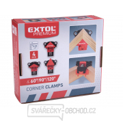 Svěrky úhlové truhlářské EXTOL PREMIUM, sada 4ks, 60°-90°-120° Svěrky úhlové truhlářské EXTOL PREMIUM, sada 4ks, 60°-90°-120° náhled
