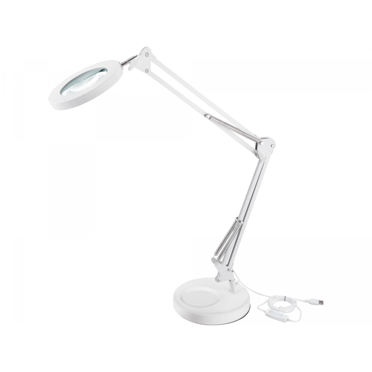 Lampa stolní s lupou EXTOL LIGHT, USB napájení, bílá, 2400lm, 3 barvy světla, 5x zvětšení 43161