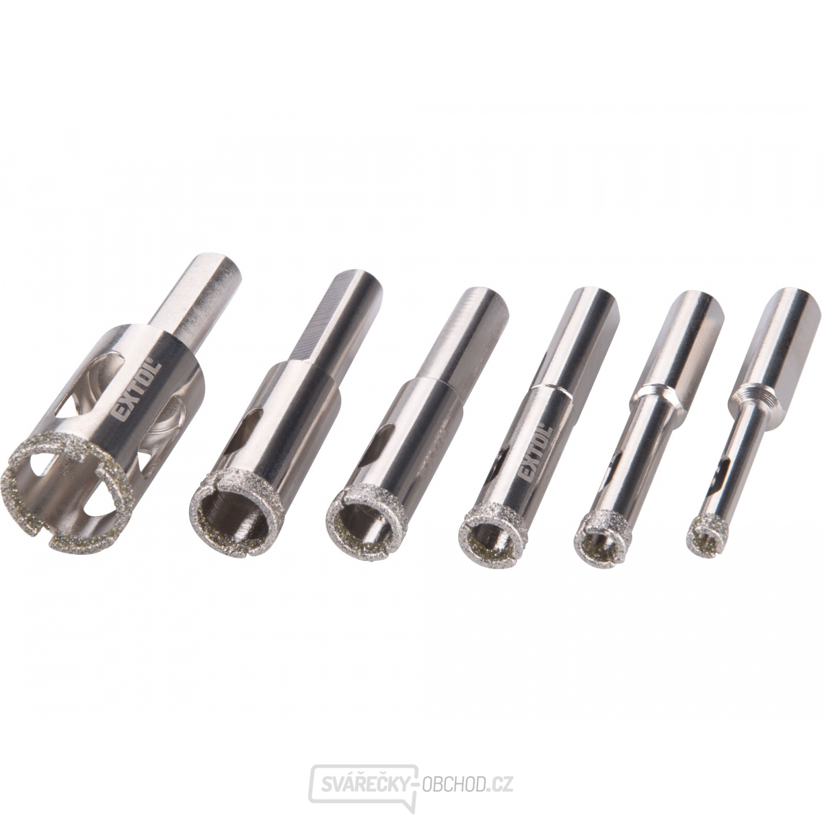 Korunky vykružovací diamantové na sklo a keramiku sada 6ks EXTOL PREMIUM, O  6-8-10-12-14-20mm Korunky vykružovací diamantové na sklo a keramiku sada 6ks EXTOL PREMIUM, O  6-8-10-12-14-20mm gallery main image