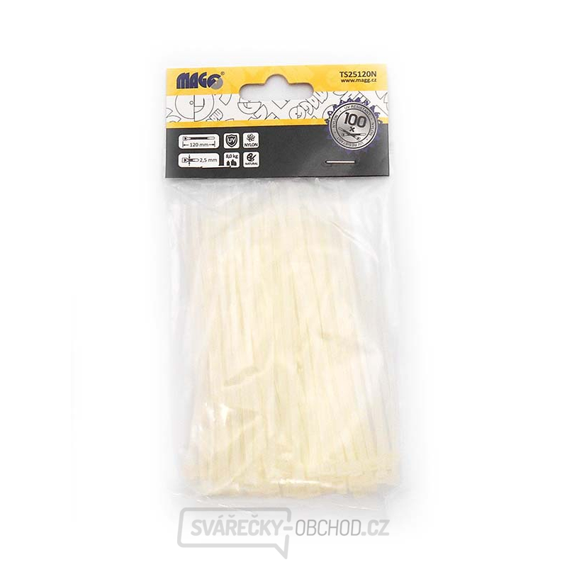 Stahovací pásky Magg 2,5x120mm natural - 100 ks