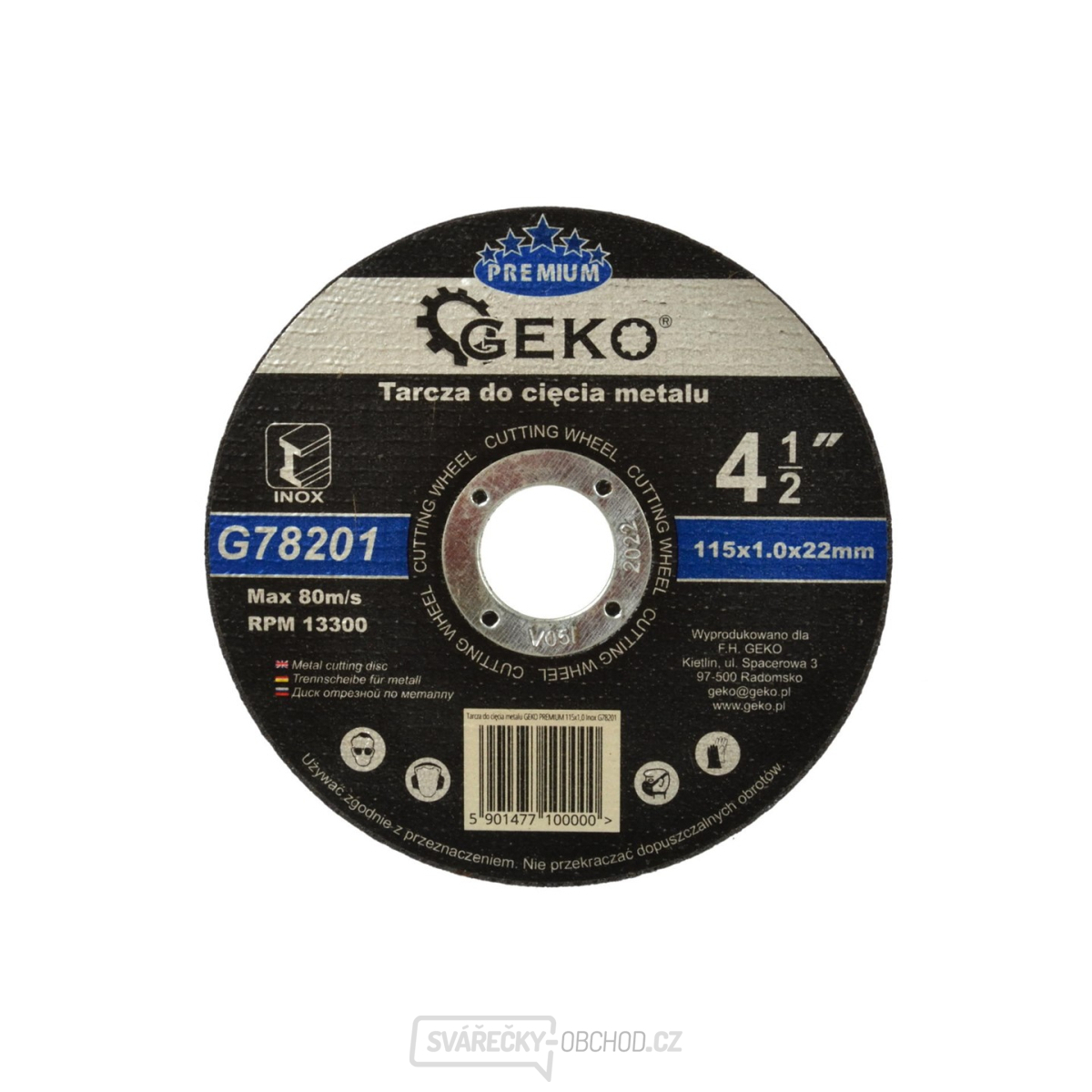 Kotouč řezný na kov GEKO, 115x1,0mm 